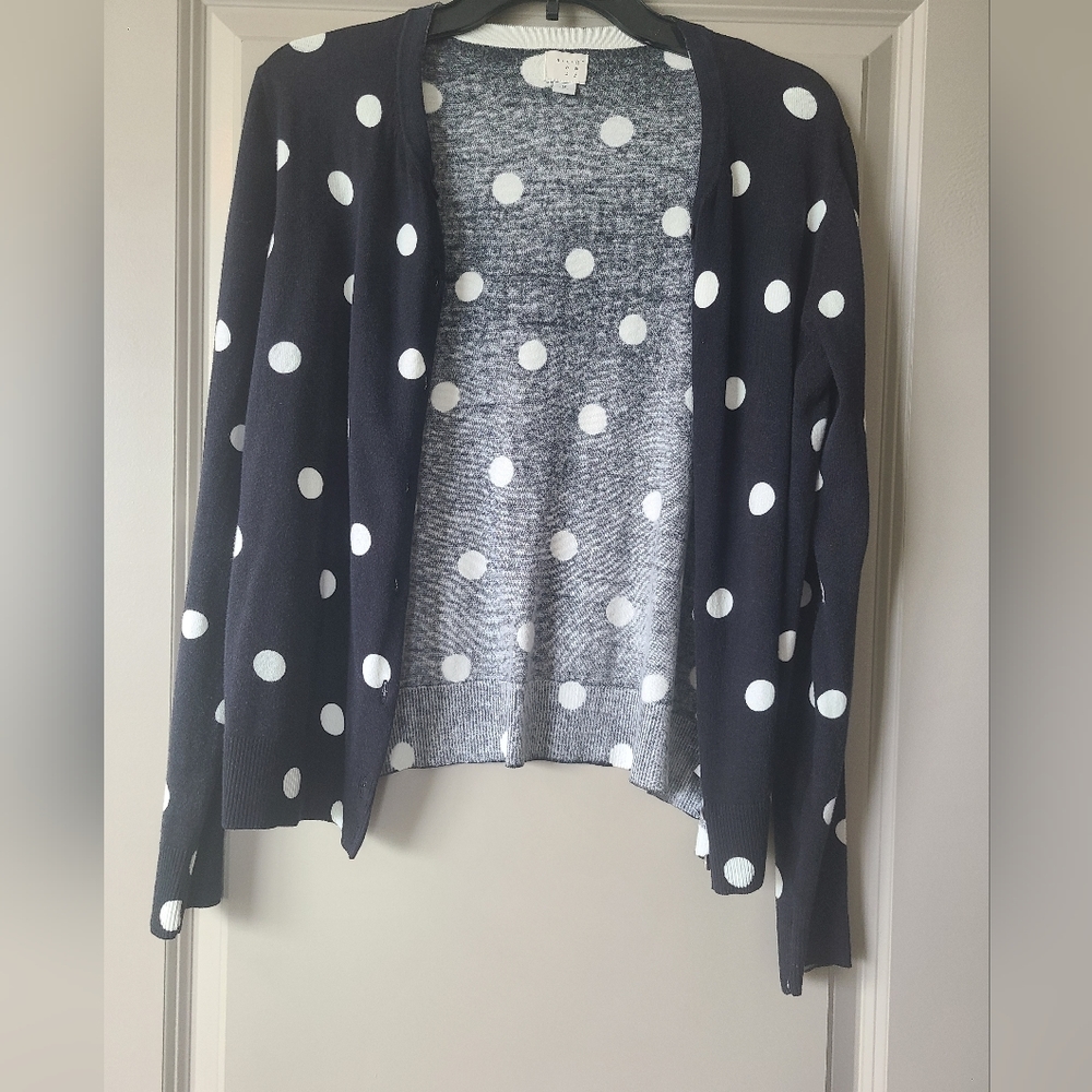 Long sleeve pokka dot black cardigan